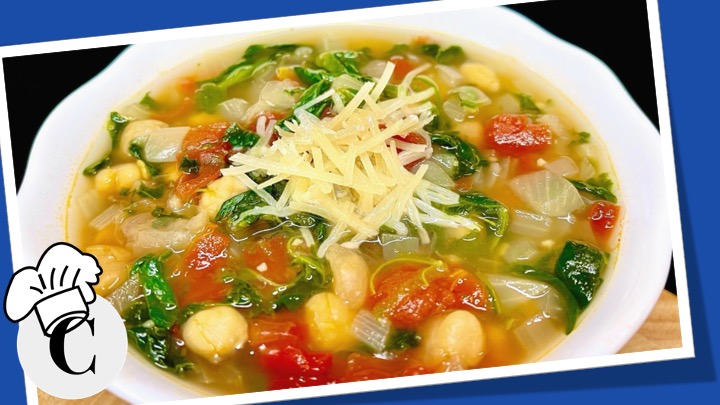 Garbanzo Bean Soup with Tomatoes and Spinach