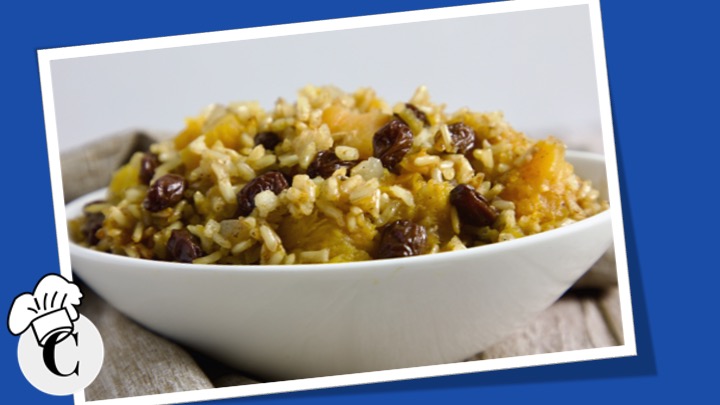 Spiced Winter Squash Pilaf with Raisins (Rice Cooker)